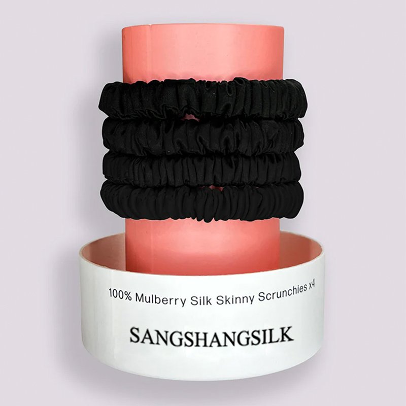 Wholesale 1cm Width Elastic Hair Ties Small Size Custom Silk Scrunchie 22 Momme 100% Mulberry Silk Hair Scrunchies with Gift Box