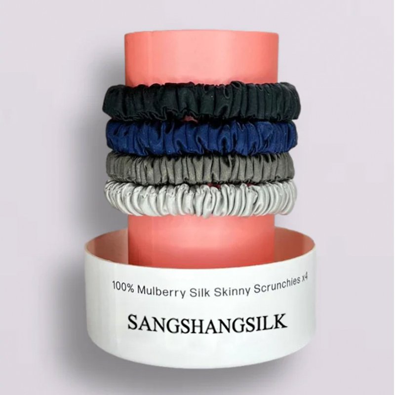 Wholesale 1cm Width Elastic Hair Ties Small Size Custom Silk Scrunchie 22 Momme 100% Mulberry Silk Hair Scrunchies with Gift Box
