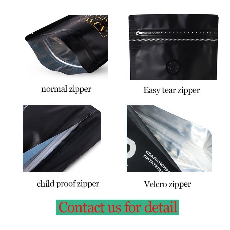 Custom Printed Aluminum Foil Plastic 250G Black Side Gusset Coffee Bean Packaging Bags With Valve And Tin Tie