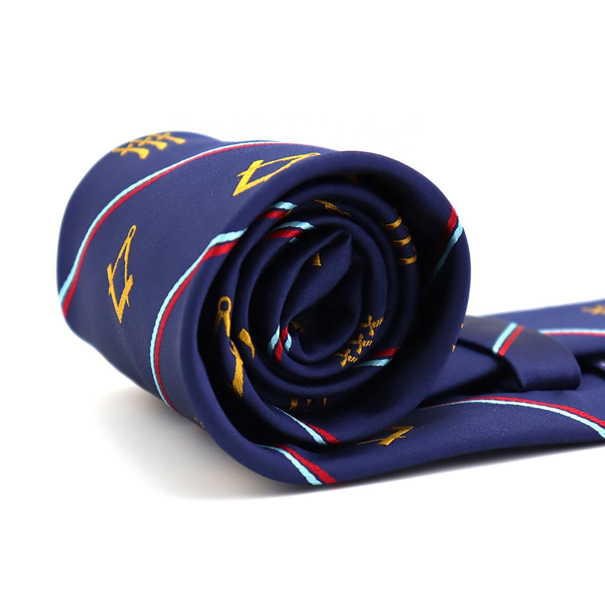 Microfiber Custom Woven Square Compass Sword Men's Pin Striped Wholesale Blue Neckties Masonic Neck Ties Mason Freemason Tie