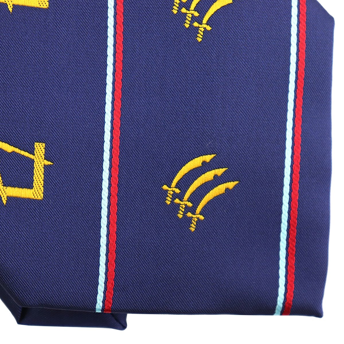 Microfiber Custom Woven Square Compass Sword Men's Pin Striped Wholesale Blue Neckties Masonic Neck Ties Mason Freemason Tie