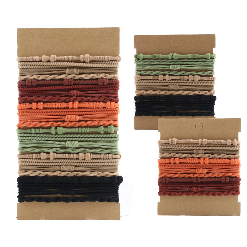 Wholesale 4 Pcs New Bohemian Style Braided Boho Hair Ties Bracelet Elastics Head Rope Women