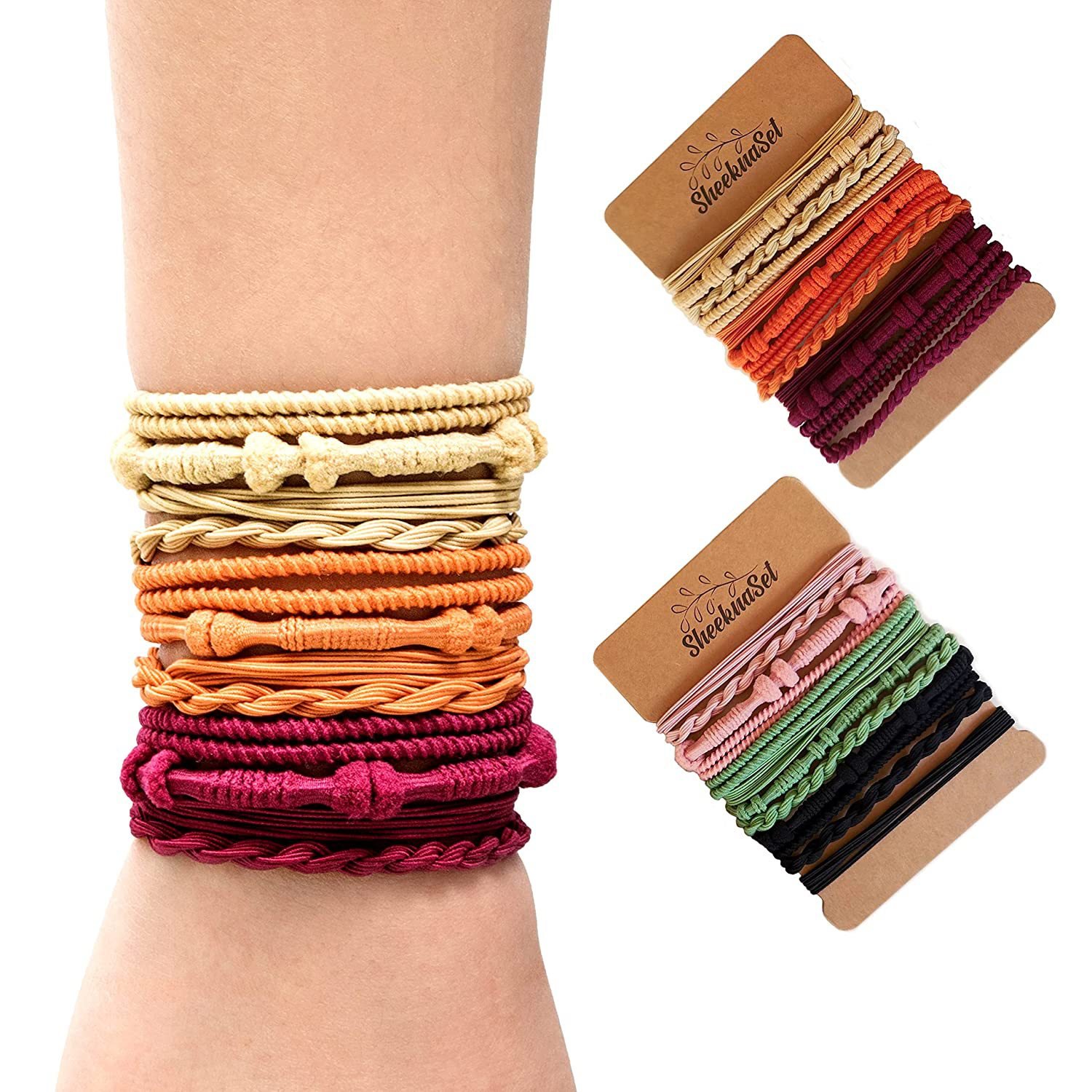 Wholesale 4 Pcs New Bohemian Style Braided Boho Hair Ties Bracelet Elastics Head Rope Women
