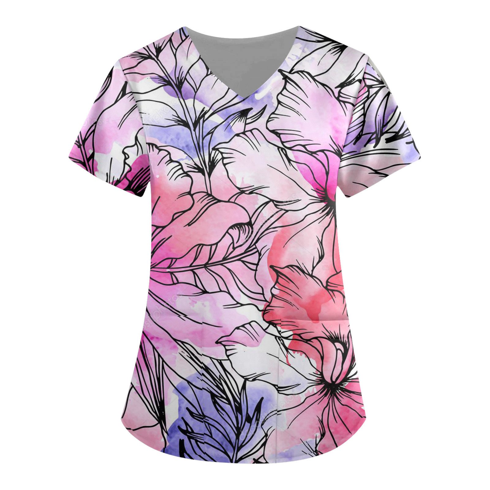 plus size new style fashion tie-dyed printing medical hospital Nursing uniforms scrub top