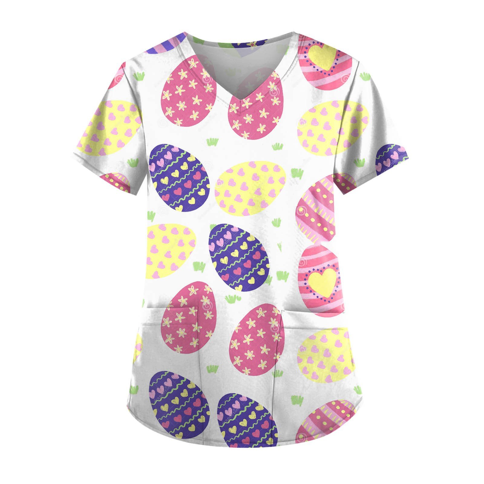 plus size new style fashion tie-dyed printing medical hospital Nursing uniforms scrub top
