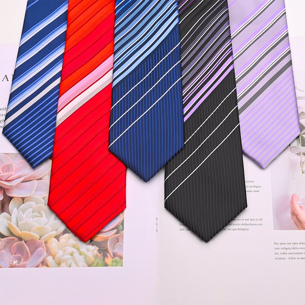 YiLi Custom Color Horizontal Regimental Men's Necktie Classic Polyester Position Tie Woven Jacquard Striped Neck Ties