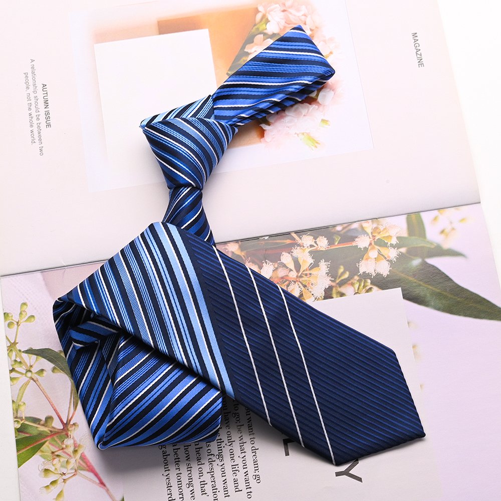 YiLi Custom Color Horizontal Regimental Men's Necktie Classic Polyester Position Tie Woven Jacquard Striped Neck Ties