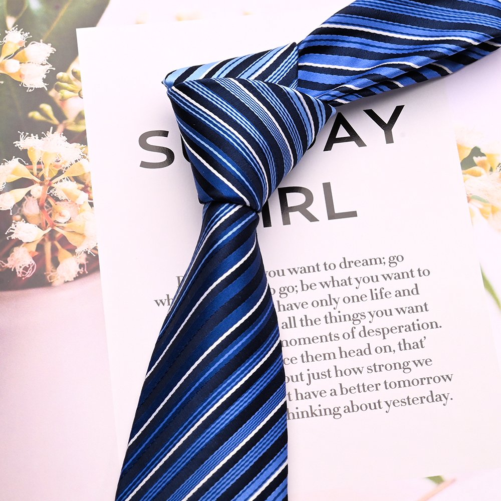 YiLi Custom Color Horizontal Regimental Men's Necktie Classic Polyester Position Tie Woven Jacquard Striped Neck Ties