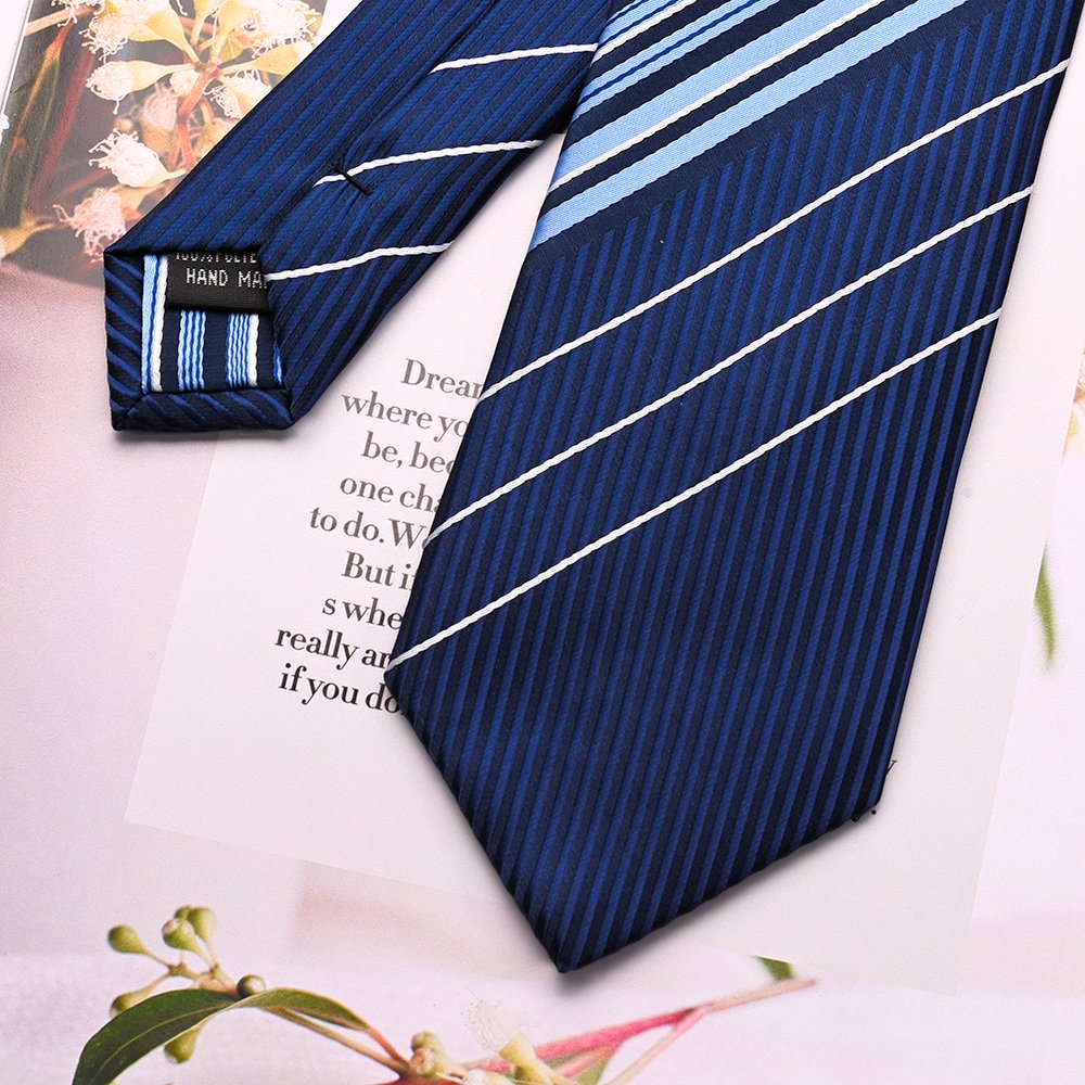 YiLi Custom Color Horizontal Regimental Men's Necktie Classic Polyester Position Tie Woven Jacquard Striped Neck Ties
