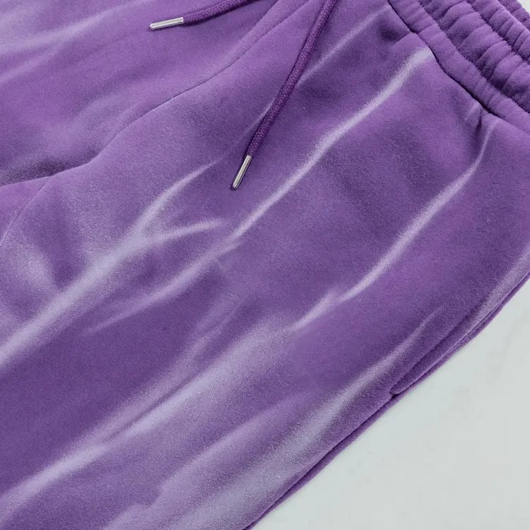 Factory manufacture heavyweight 100% cotton raw hem sweatpants custom tie dyed cargo 450 gsm flared sweatpants men