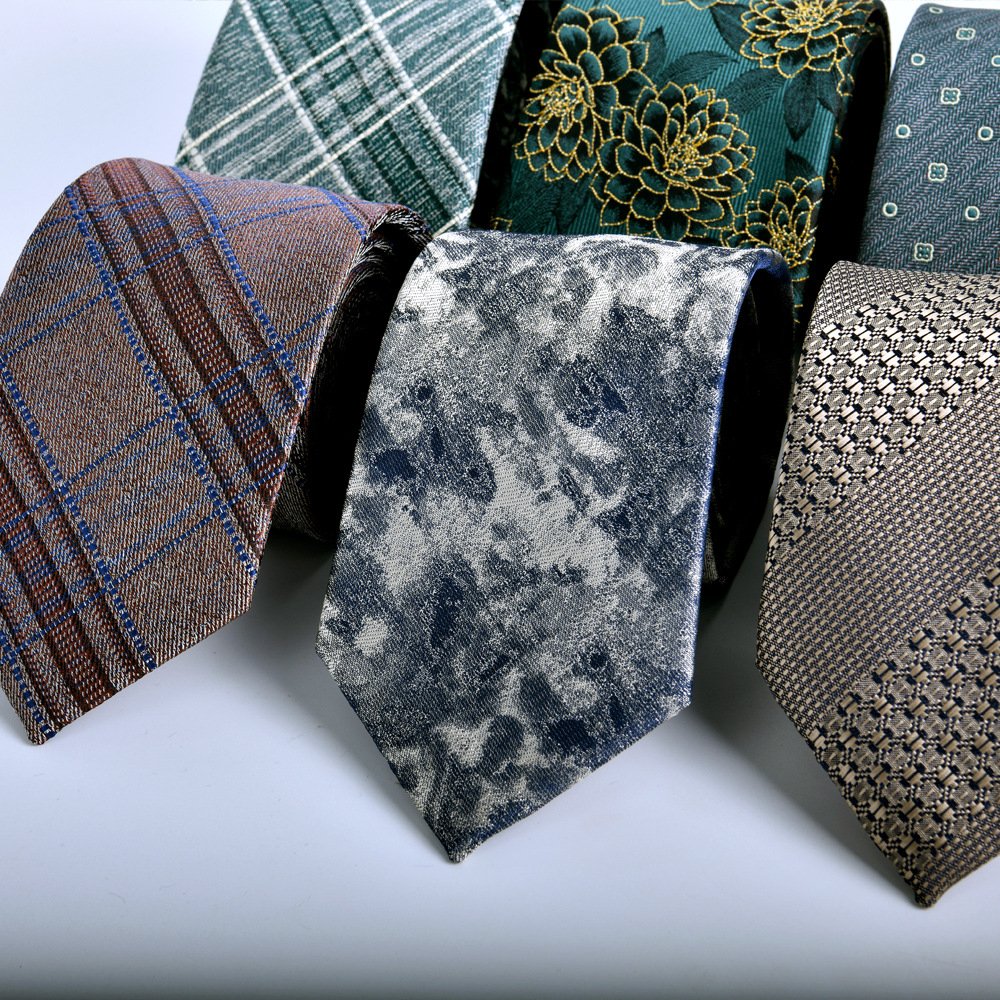 2024 New design fashion 7.5cm pattern jacquard polyester mens neck tie for suit accessories wedding