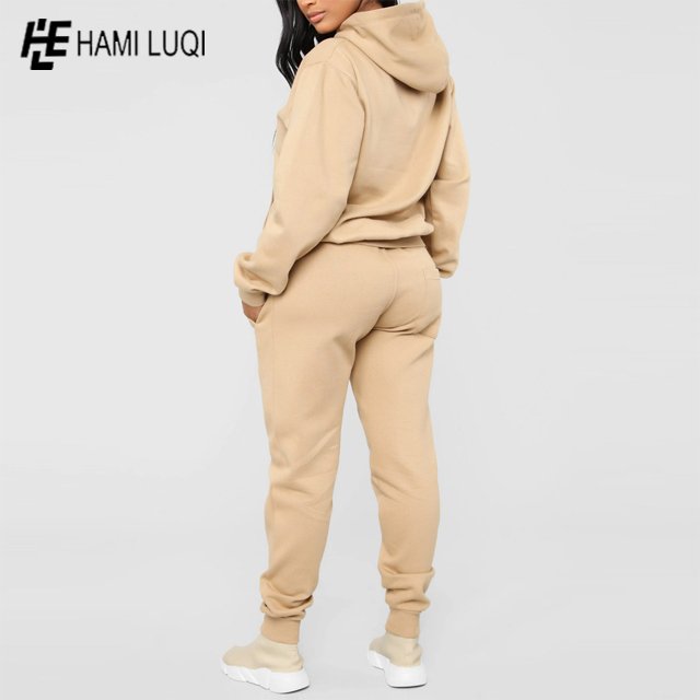 Wholesale Crop Top Jogger Fleece Two Piece hoodies Pants Set Sweatpants And Hoodie women 2 piece set