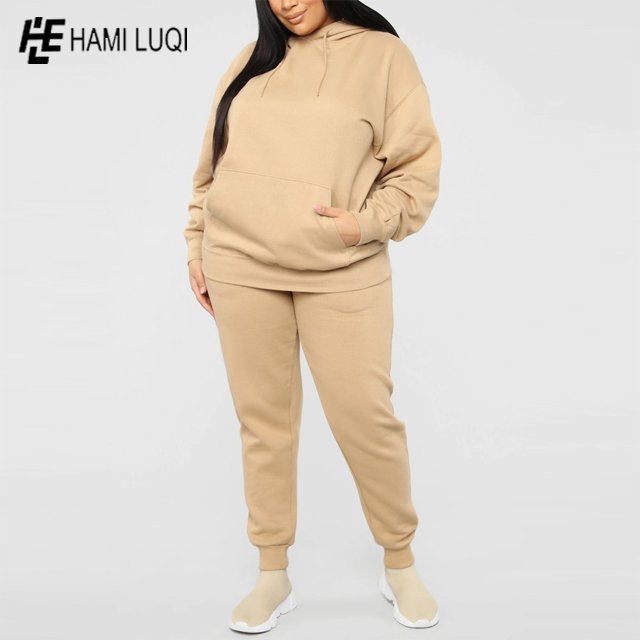 Wholesale Crop Top Jogger Fleece Two Piece hoodies Pants Set Sweatpants And Hoodie women 2 piece set