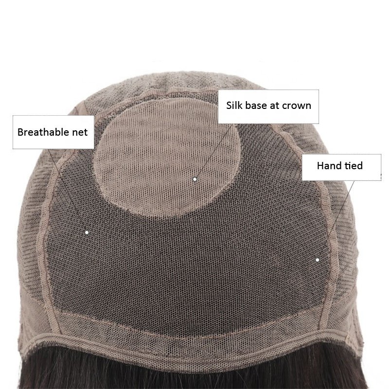 Stock ready to ship 100% virgin human hair hand made breathable alopecia wig multi directional silk top medical wigs