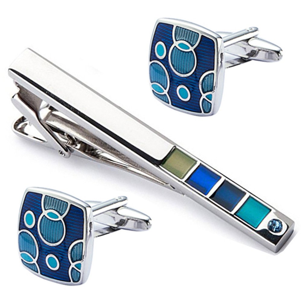 Custom cufflinks suit accessories wholesale tie pin business gift blank pattern engravable classic silver tie clip for men