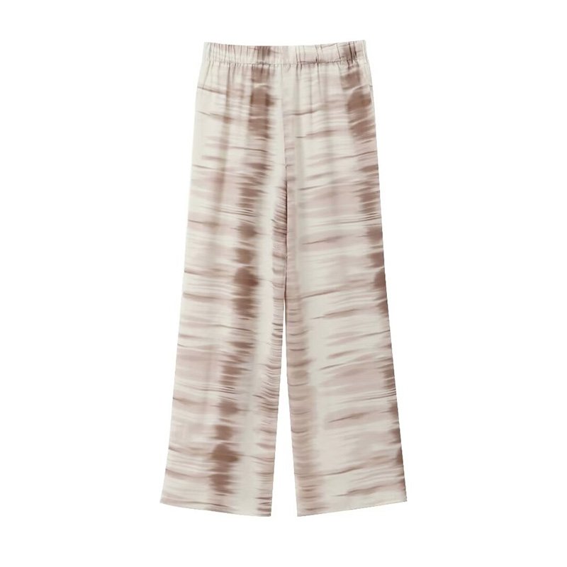 ZATRHMBM Women 2024 Autumn New Fashion Tie-dye Print Straight Pants Vintage Drawstring High Waist Female Trousers Mujer