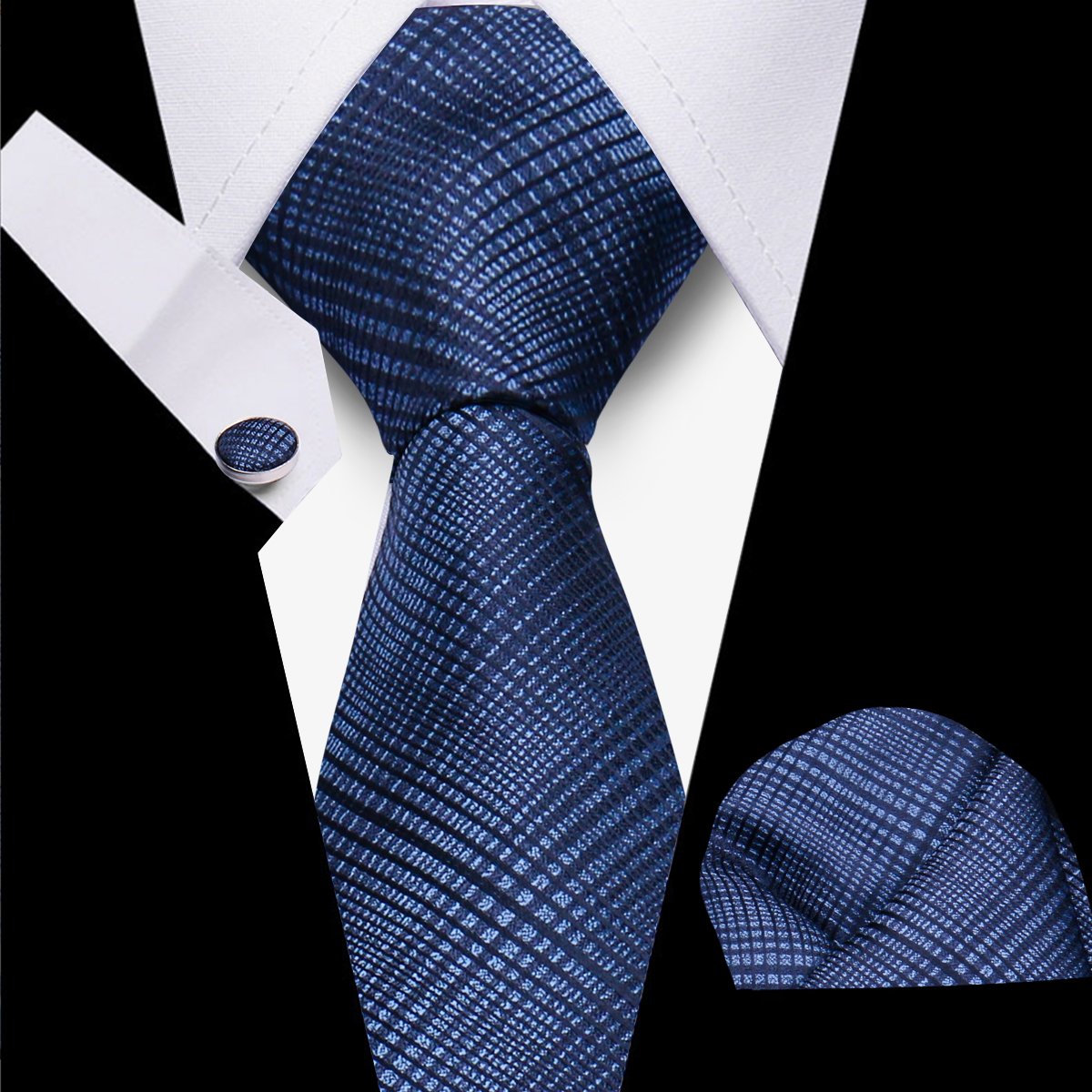 Wholesale Handmade Silk Polyester Woven Men's Ties Hankies Set With Cufflinks Business White Pink Necktie Set For Men