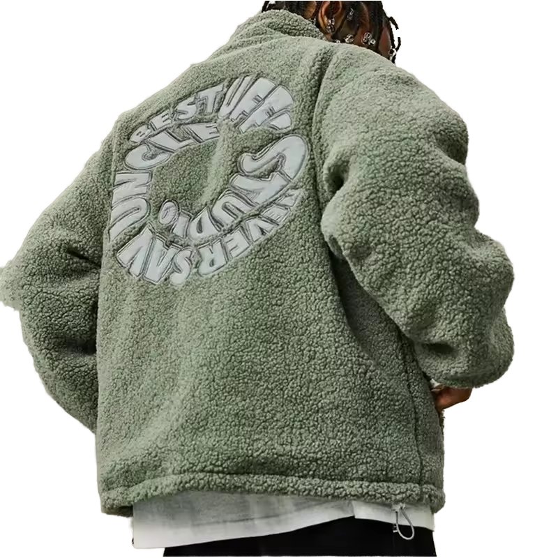 Manufacturer Custom Embroidery Fleece Jacket Premium Zip Up Sherpa Fleece Jacket Mens