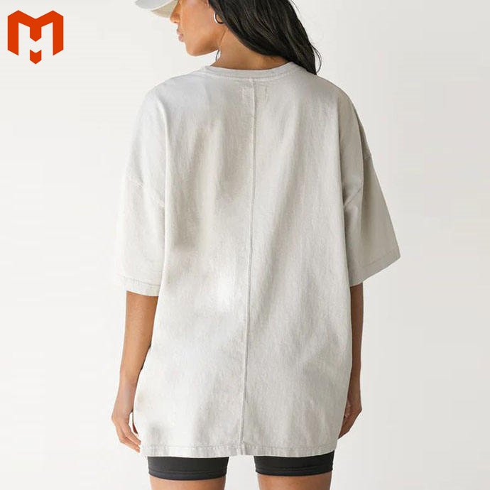 Ladies OEM Customized Services Heavy Weight Plain Color Tee Shirts Women Oversized Fit Soft Blank Oversize Tee Shirt