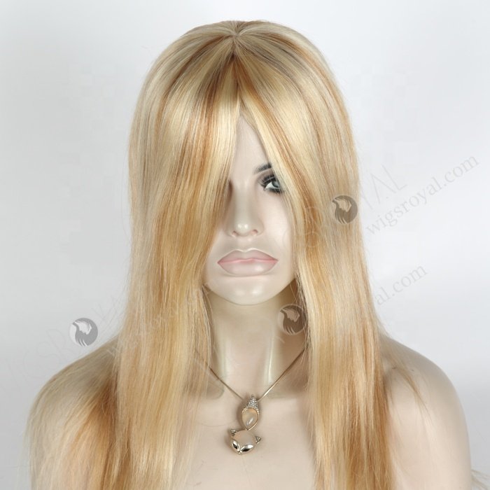Luxury Fast Shipping Stock 14 Inch 100 Percent Human Hair Noble Wigs Stunning 613 Blonde with Brown Highlights Wig
