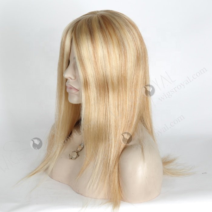 Luxury Fast Shipping Stock 14 Inch 100 Percent Human Hair Noble Wigs Stunning 613 Blonde with Brown Highlights Wig