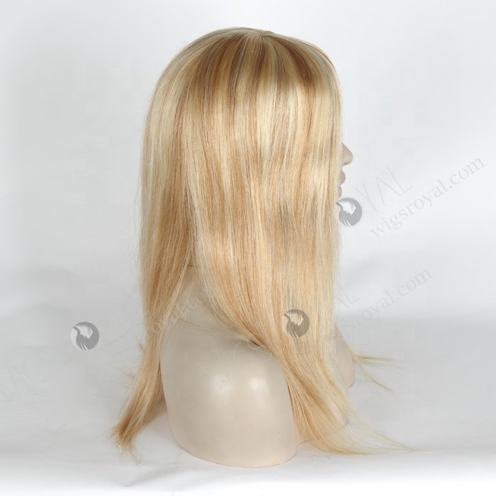 Luxury Fast Shipping Stock 14 Inch 100 Percent Human Hair Noble Wigs Stunning 613 Blonde with Brown Highlights Wig