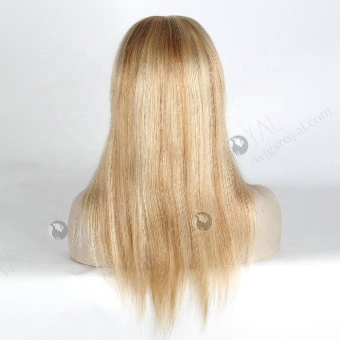 Luxury Fast Shipping Stock 14 Inch 100 Percent Human Hair Noble Wigs Stunning 613 Blonde with Brown Highlights Wig