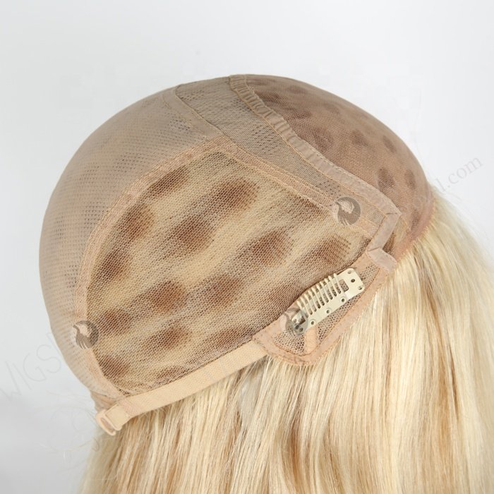 Luxury Fast Shipping Stock 14 Inch 100 Percent Human Hair Noble Wigs Stunning 613 Blonde with Brown Highlights Wig