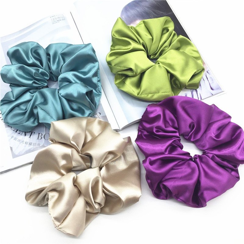 women 18cm oversized designer luxury xxl pastel maxi giant extra over big size colorful satin large scrunchies for thick hair
