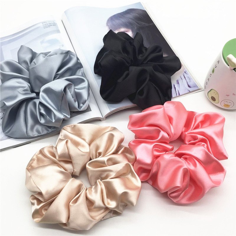women 18cm oversized designer luxury xxl pastel maxi giant extra over big size colorful satin large scrunchies for thick hair