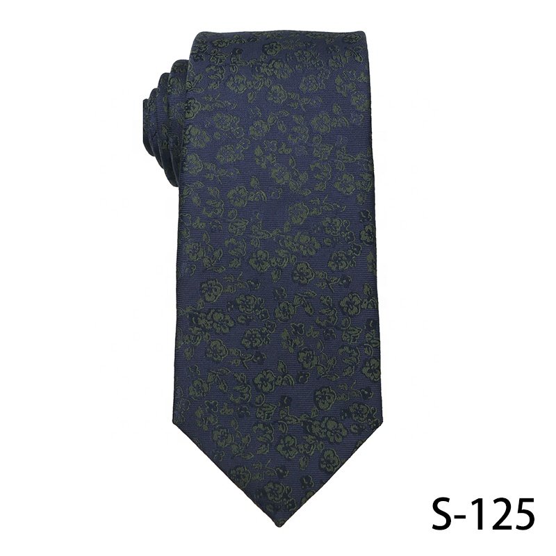 Custom Navy blue and dark green Paisley cashew flower tie jacquard woven 100% polyester necktie ,men's luxury ties good quality