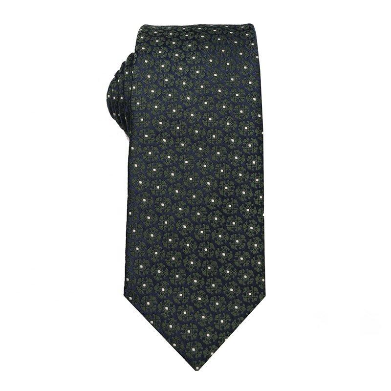 Custom Navy blue and dark green Paisley cashew flower tie jacquard woven 100% polyester necktie ,men's luxury ties good quality