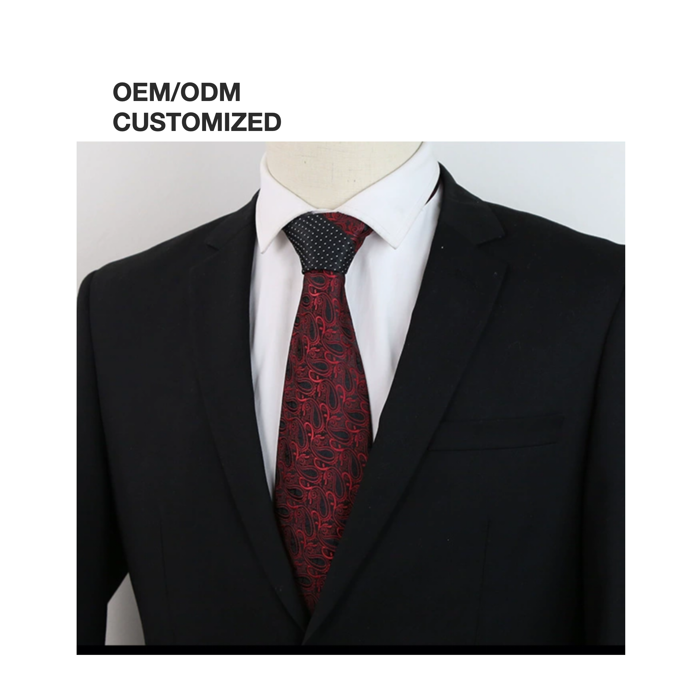 Customized Design Red Pattern Business Men Tie Pattern Making Ties Jacquard Silk Necktie