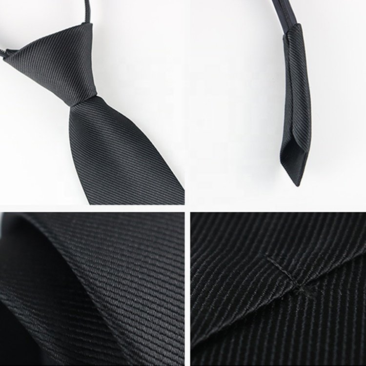 Good price 48*8cm blue business school ready to ship red men zip neckties black polyester zipper ties