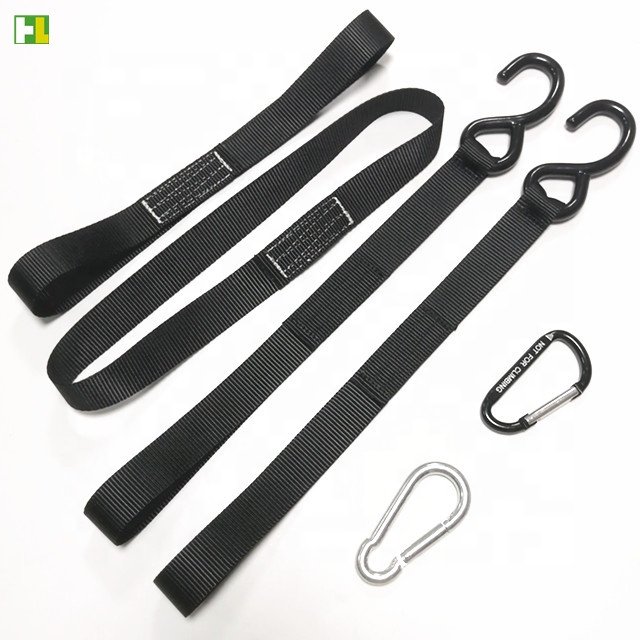 Loop tie down straps with S hooks carabiner tow straps sling straps for customization