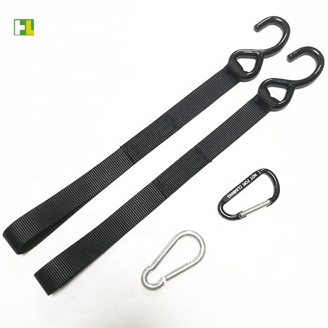 Loop tie down straps with S hooks carabiner tow straps sling straps for customization