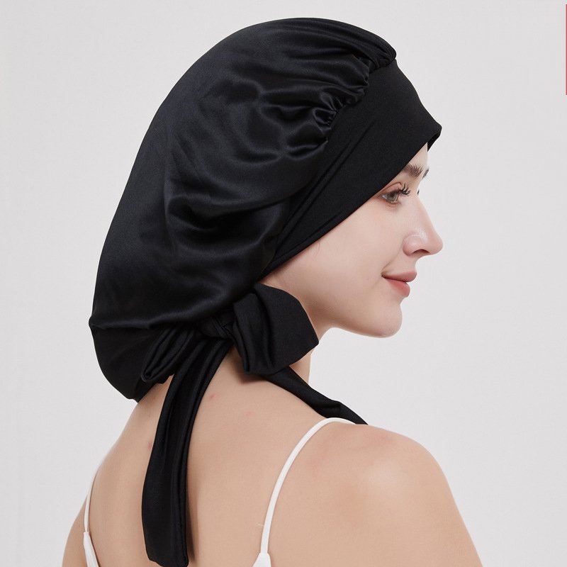 Night Sleep Cap Hair 16 Momme 100 Mulberry Real Silk Bonnets With Elastic Tie Band For Women Curly Hair Sleeping