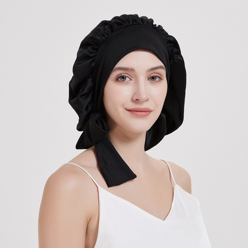 Night Sleep Cap Hair 16 Momme 100 Mulberry Real Silk Bonnets With Elastic Tie Band For Women Curly Hair Sleeping
