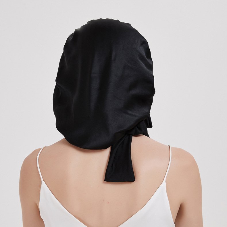 Night Sleep Cap Hair 16 Momme 100 Mulberry Real Silk Bonnets With Elastic Tie Band For Women Curly Hair Sleeping