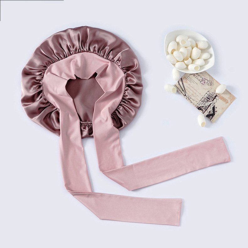 Night Sleep Cap Hair 16 Momme 100 Mulberry Real Silk Bonnets With Elastic Tie Band For Women Curly Hair Sleeping