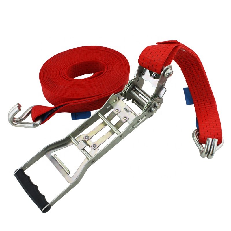 2 inch 5000 kgs Ergo Ratchet Tie Down Strap With Ergo Ratchet End With Double J Hook