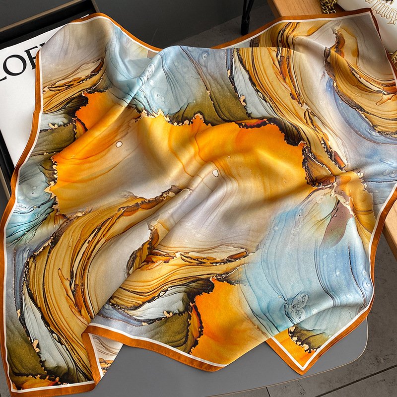 Fashion new design ladies trend 70*70cm square silk small hair tie scarf women texture pattern print 100% silk scarf neckerchief