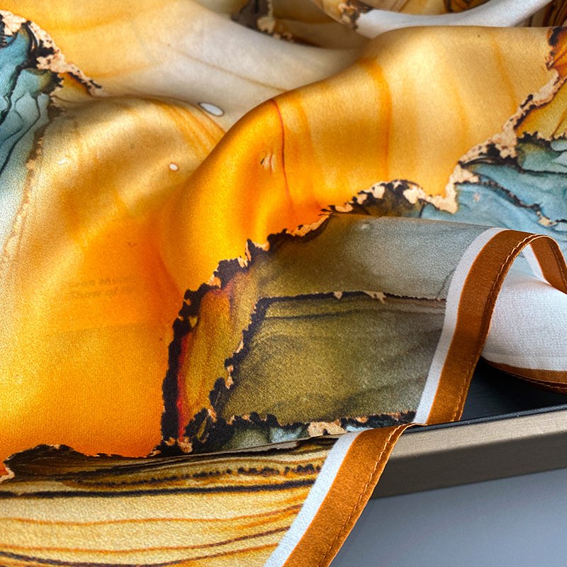 Fashion new design ladies trend 70*70cm square silk small hair tie scarf women texture pattern print 100% silk scarf neckerchief