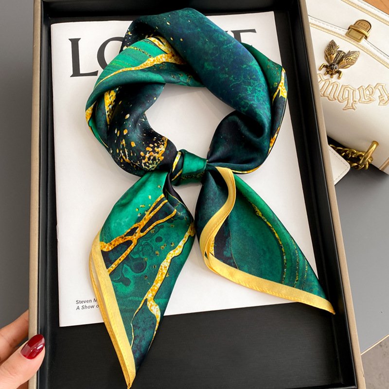 Fashion new design ladies trend 70*70cm square silk small hair tie scarf women texture pattern print 100% silk scarf neckerchief