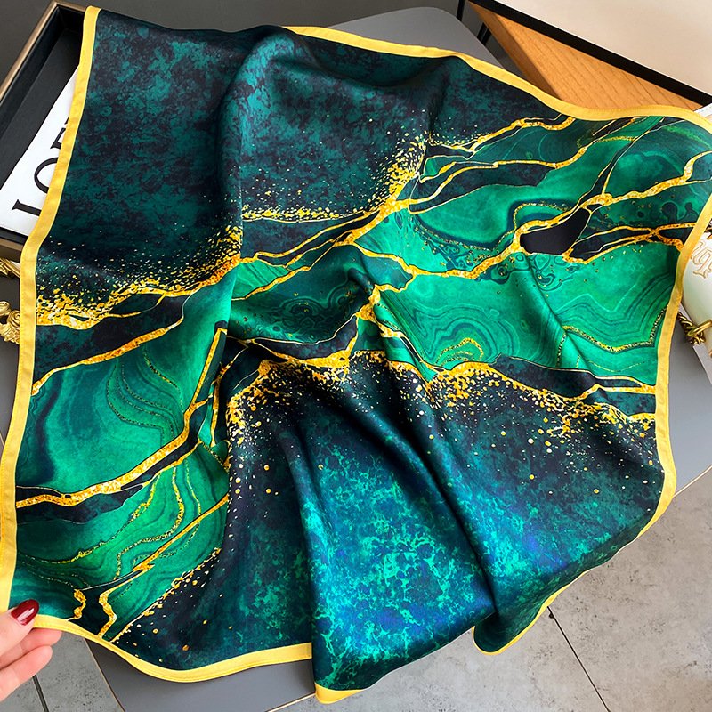 Fashion new design ladies trend 70*70cm square silk small hair tie scarf women texture pattern print 100% silk scarf neckerchief