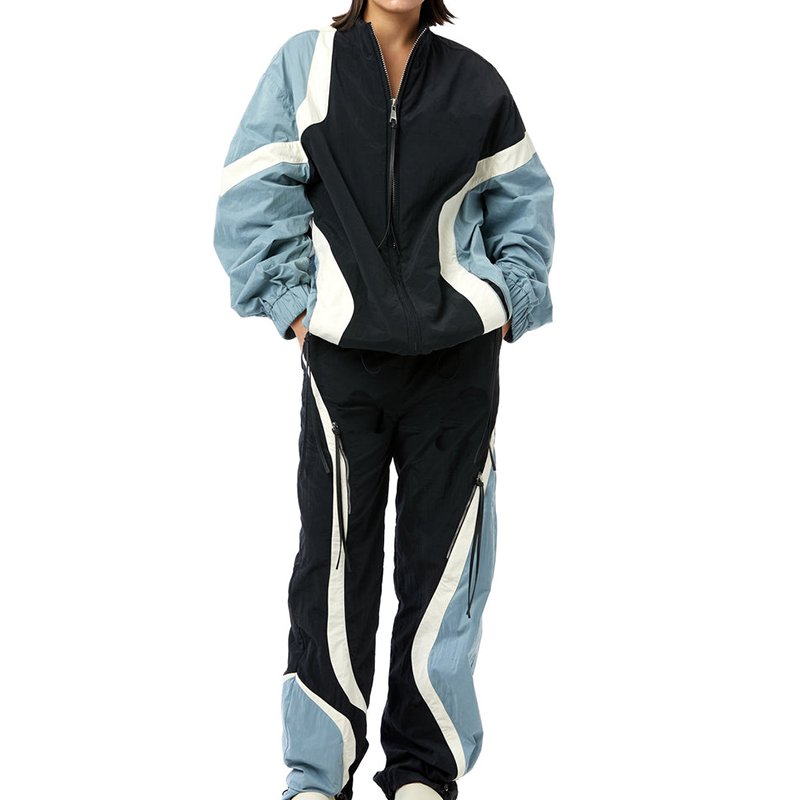Best Quality Windbreaker Sets Plain Solid 100% Nylon Zip Up Scrunchy Bottom Loose Fit Sports Nylon Tracksuits Mesh lining