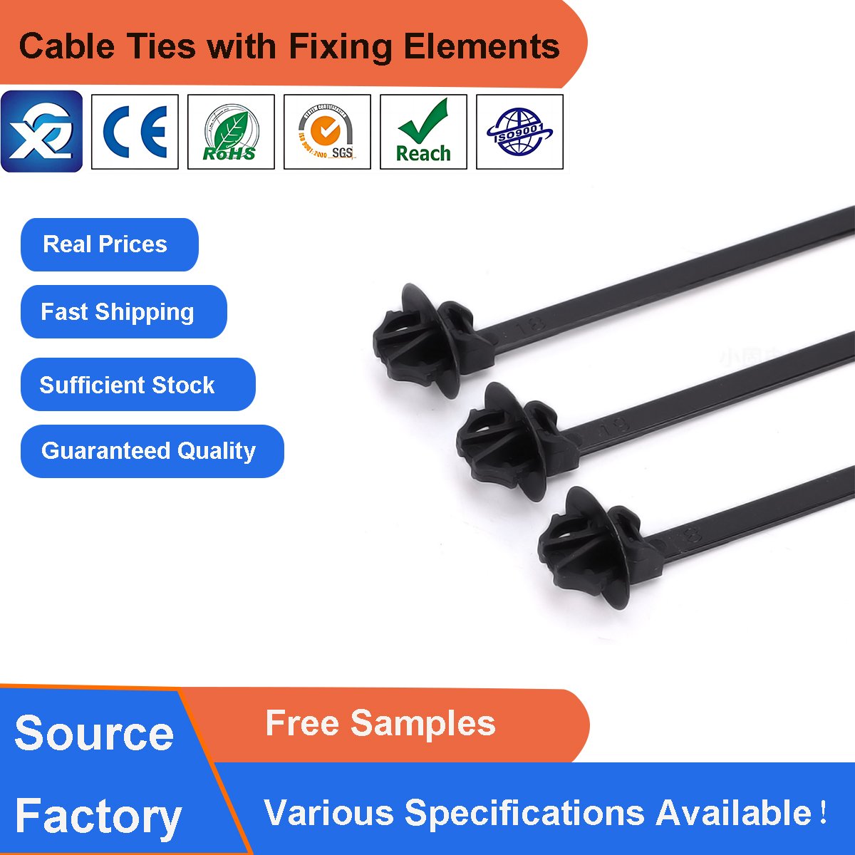 5.5*160mm Enhance Connectivity: Push Mount Cable Zip Ties with Arrowhead for Oval Fastening Precision