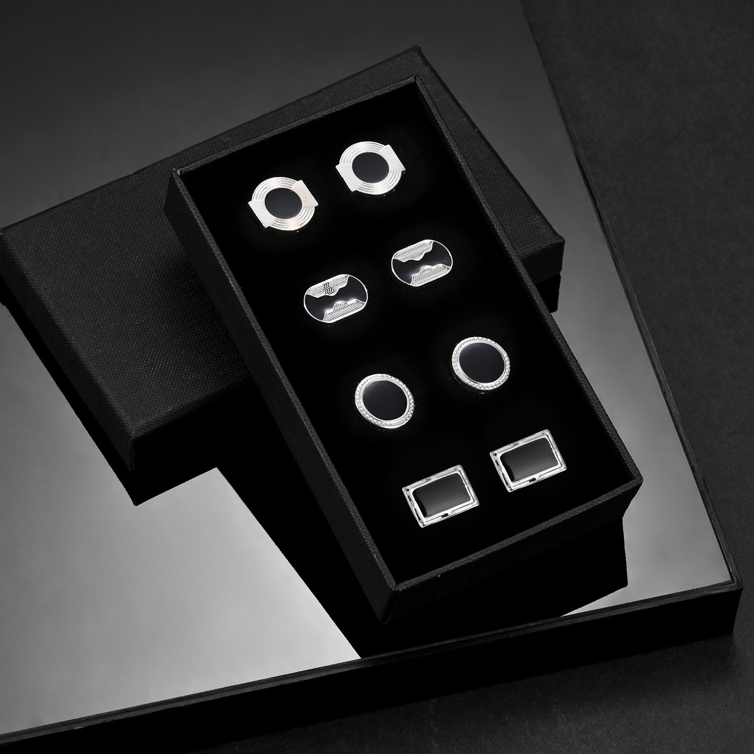 Luxury Gold Cufflinks For Men Wedding Business 4 Pairs In Cufflinks Box Wholesale
