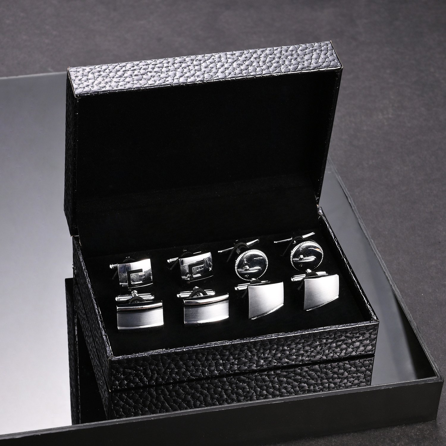 Luxury Gold Cufflinks For Men Wedding Business 4 Pairs In Cufflinks Box Wholesale