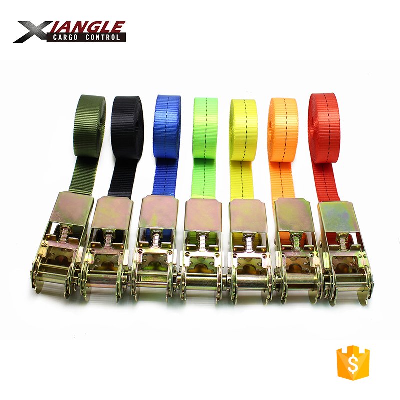 Heavy duty Ratchet Strap Tie Down Anchor Cargo Trailer Boat Hook ,1" 800kg polyester webbing tie down straps